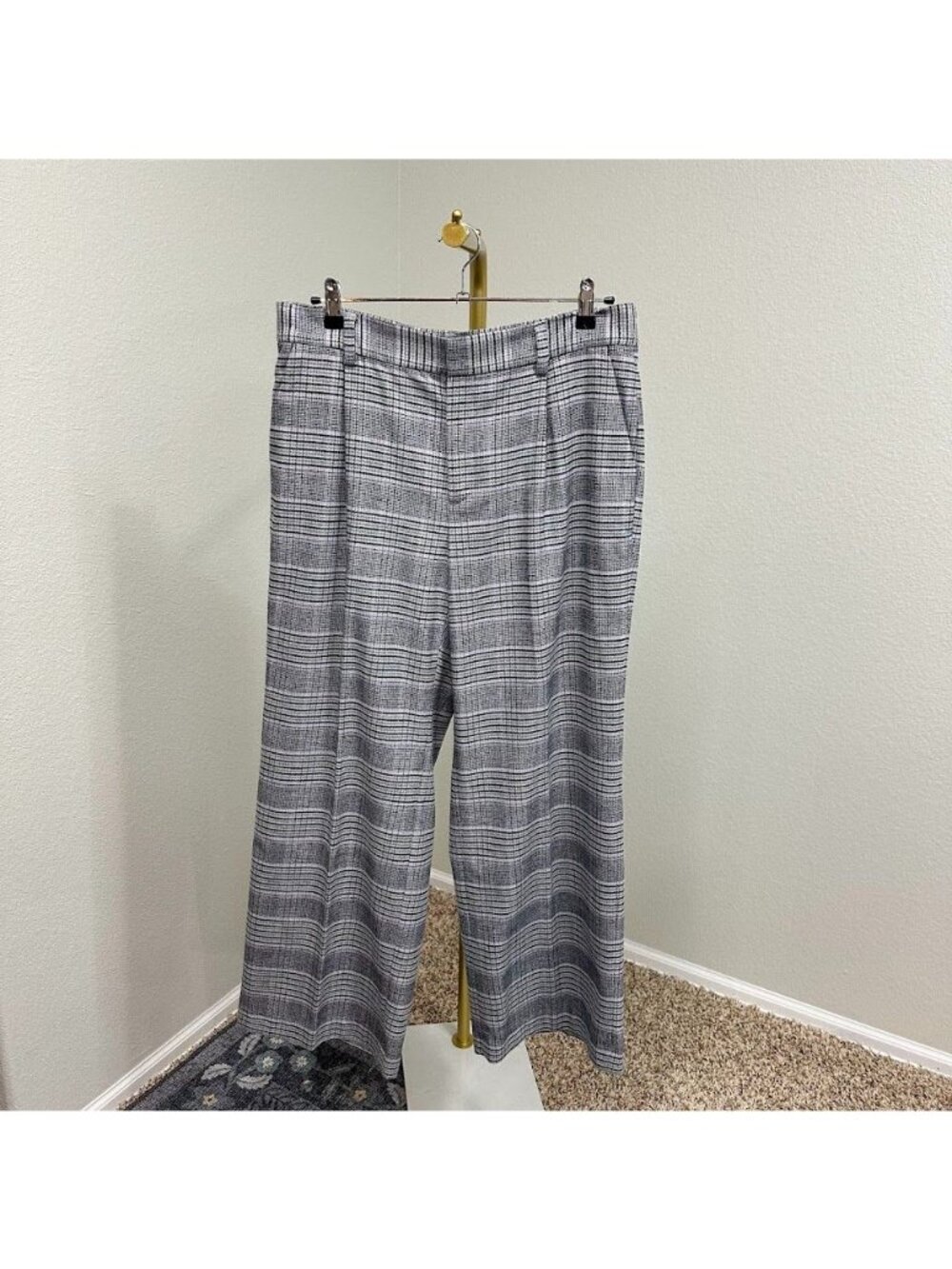 Lands End Brushed Flannel High Rise Pleated Wide Leg Pants Womens size 14 Petite